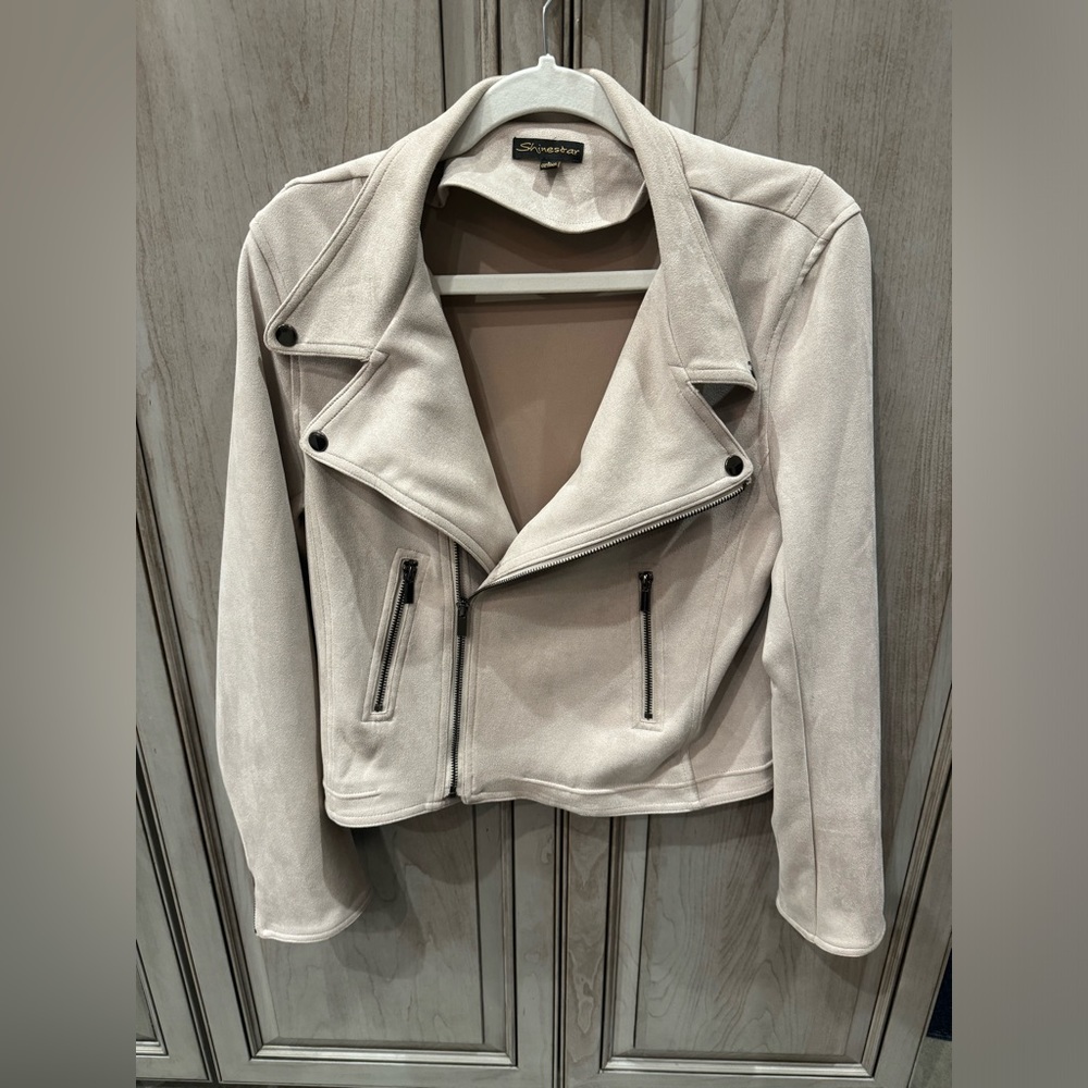Shinestar Suede Look Jacket Zipper Size Large